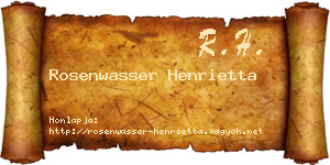 Rosenwasser Henrietta névjegykártya